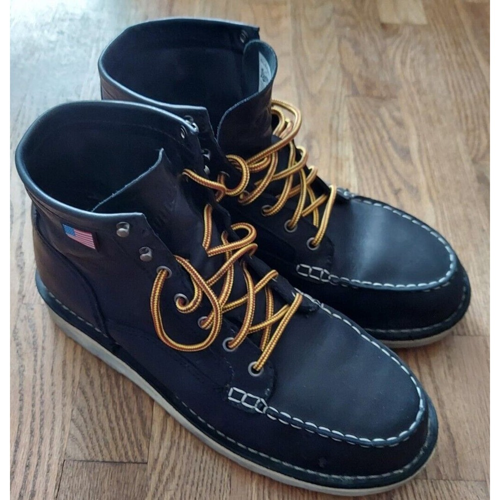 Mens Danner BULL RUN Moc Toe 6" Leather Work Boots New Size 11 D Steel Toe Black